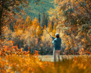 Fishing amid Autumn foliage