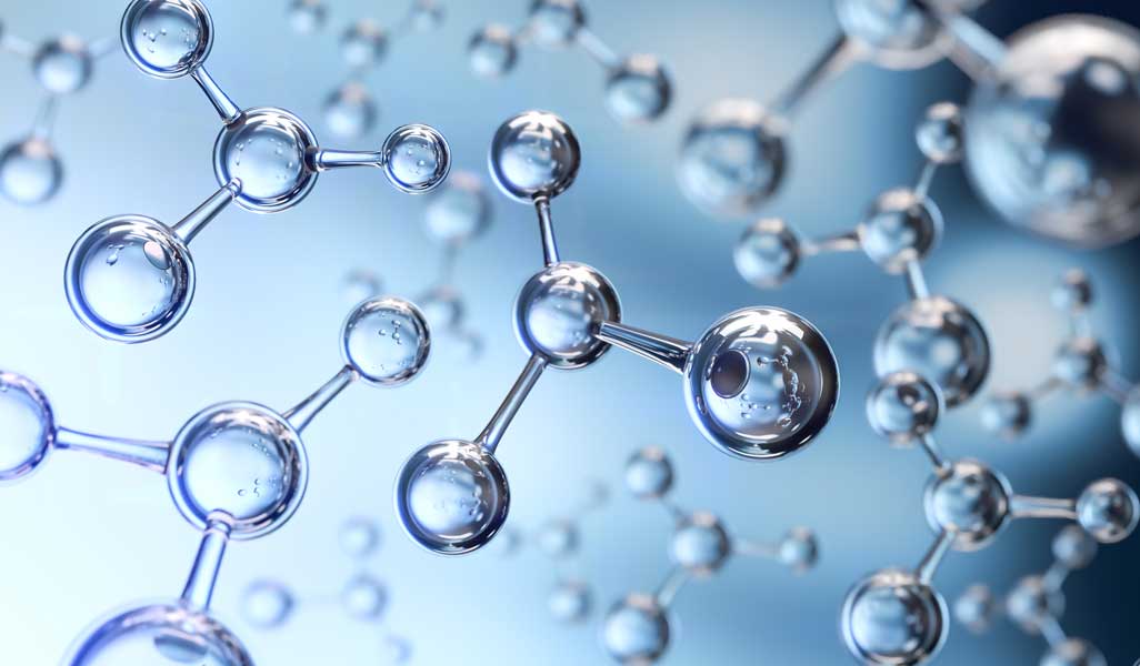 Science molecules on a blue background